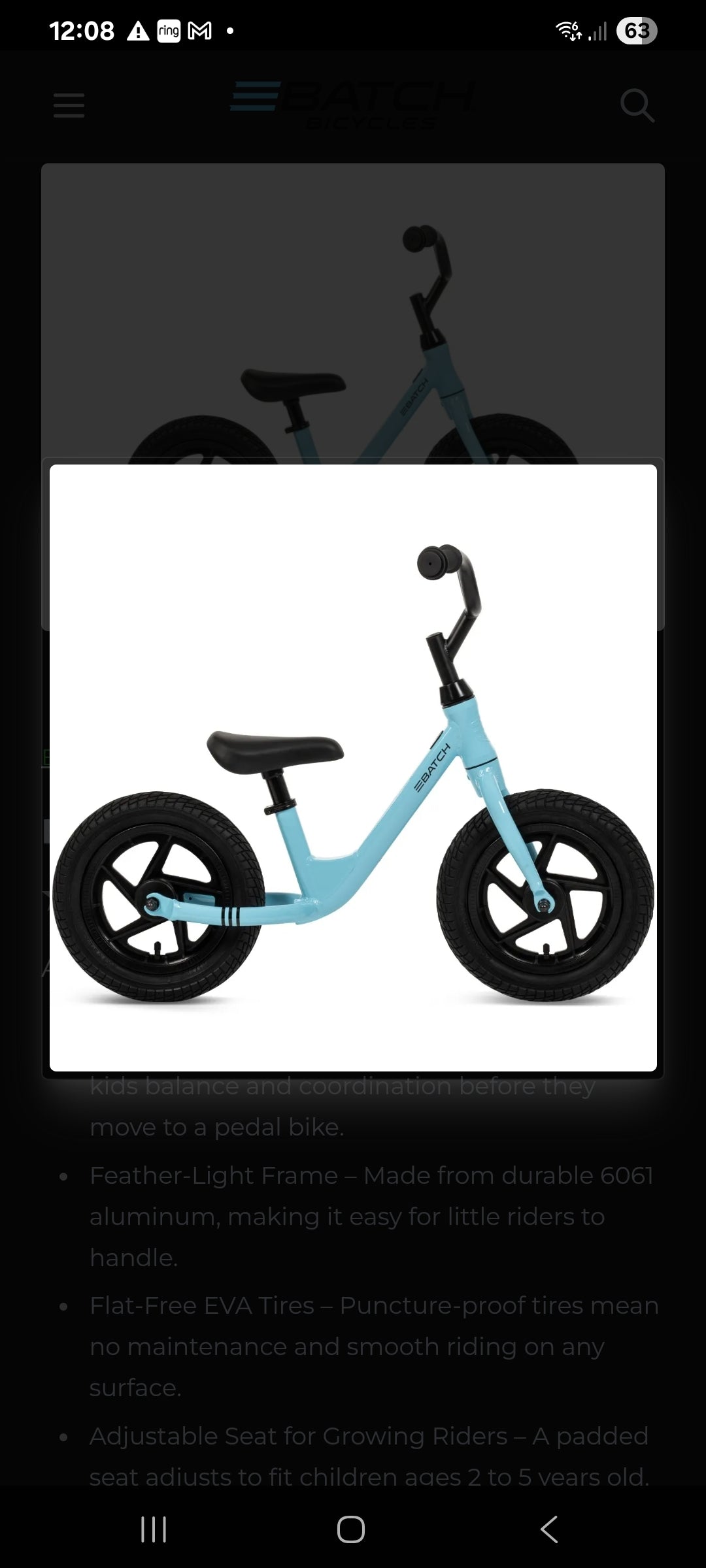Batch balance bike